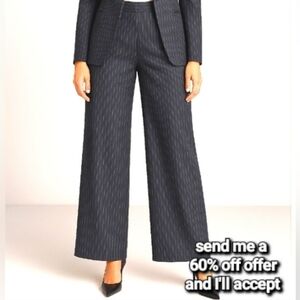 Travis Ayers Striped Wide Leg Dress Pants Gray 8